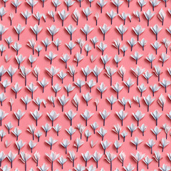 Fototapeta premium Seamless of Pattern of simple origami floral against pink background, minimal stlye, no shadow, Design for fashion, Fabric, Textile, Fashionable print for textiles, Wallpaper and packaging