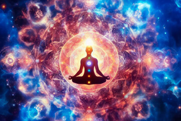 Universe, cosmos. Meditation background, chakras, prana, the mind of God and spirituality