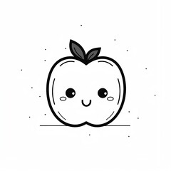 Cute black and white apple drawing. Generated AI