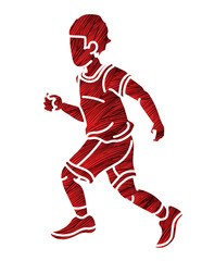 A Boy Start Running Action Cartoon Sport Graphic Vector