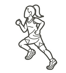 A Girl Start Running Action Cartoon Sport Graphic Vector
