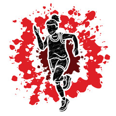 A Girl Start Running Action Cartoon Sport Graphic Vector