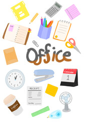 office and school item icon set 