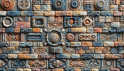 An image of a detailed faux brick-effect texture background - Generative AI