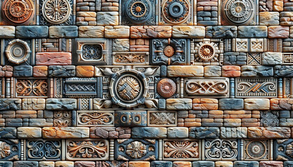 An image of a detailed faux brick-effect texture background - Generative AI