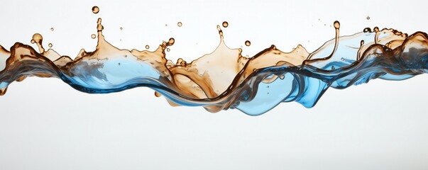 Dirty brown water colliding with clean fresh blue water on white background Generative AI - obrazy, fototapety, plakaty