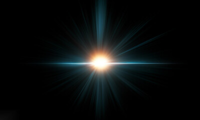 Beautiful light flares. Glowing streaks on dark background