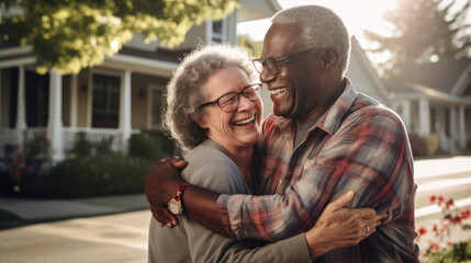 Fototapeta premium Neighbors exchange warm embraces.