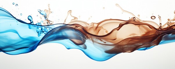 Dirty brown water colliding with clean fresh blue water on white background Generative AI