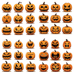 Vector illustration of various pumpkins isolated on a white background