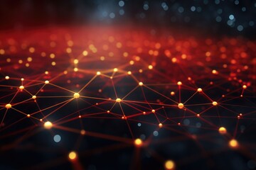 Obraz premium The red lines of the network form a futuristic background