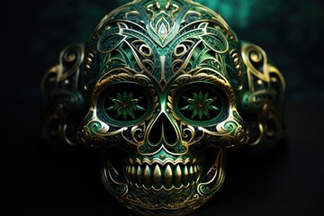 Obraz premium Mexican green skull design