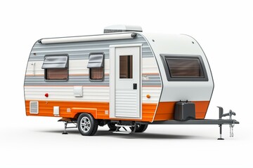 Isolated caravan camper on transparent background. 3D rendering and illustration. Generative AI