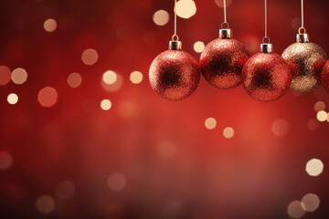 Fototapeta na wymiar Christmas balls on a red background