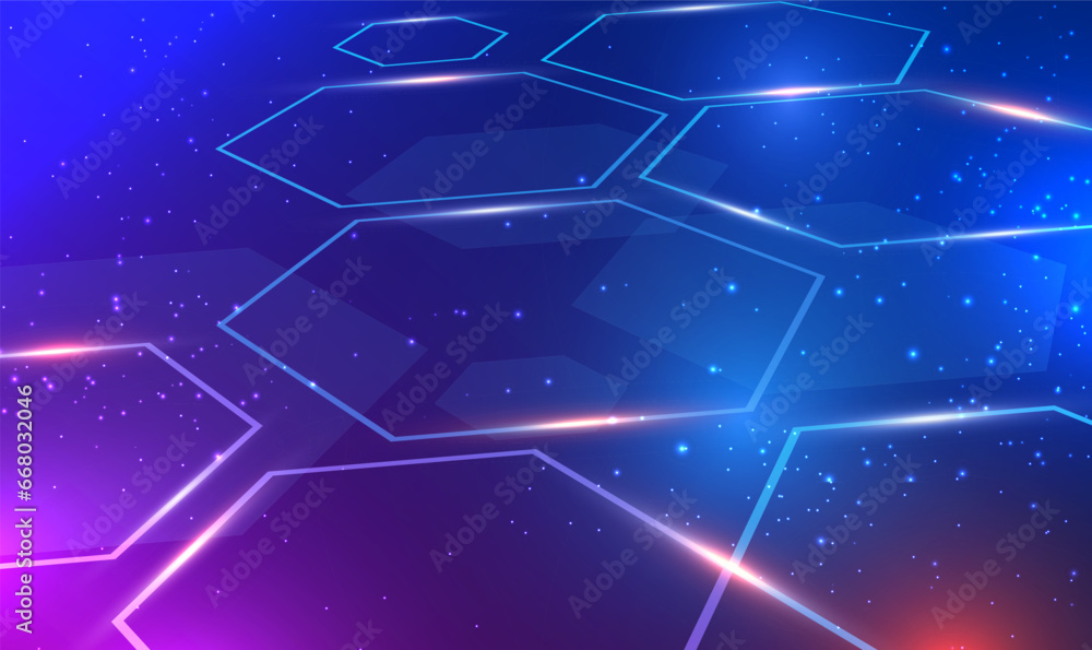 Poster abstract futuristic technology hexagonal background, digital, cyber. hexagons pattern in 3d perspect