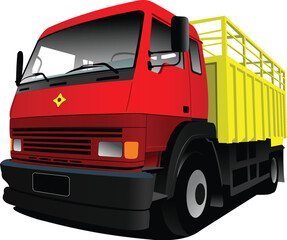 Vector illustration of red-yellow  truck