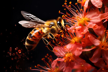 Bee collecting nectar from flower