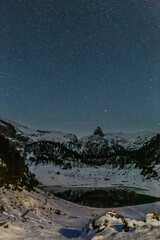 Lake Funtensee near Kärlinghaus during Winter Night in the European Alps, Germany, Europe