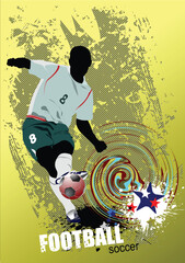 Grunge style Poster Soccer football player