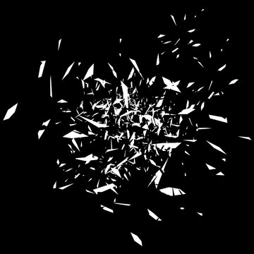 Pieces of destructed Shattered glass. Royalty high-quality free stock photo image broken glass with sharp pieces. Break glass white and black overlay grunge texture abstract on black background