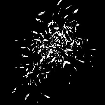 Pieces of destructed Shattered glass. Royalty high-quality free stock photo image broken glass with sharp pieces. Break glass white and black overlay grunge texture abstract on black background