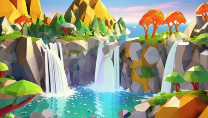 Mystery Cave with Science Fiction Building. Video Game Digital CG Artwork, Concept Illustration, Realistic Cartoon Style Background. Mythical 3D image of extraordinary landscape