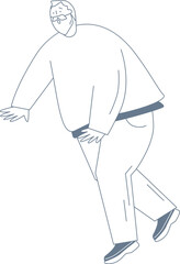 An elderly man stumbles in an empty place.