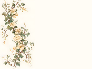 Fototapeta premium vines flowers watercolor, empty greeting card vector template illustration on empty background