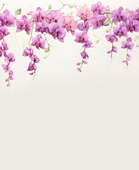 Naklejka premium vines flowers watercolor, empty greeting card vector template illustration on empty background