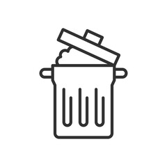 Overflowing garbage can, linear icon. Line with editable stroke