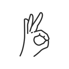 Obraz premium Gesture okay, linear icon. Line with editable stroke