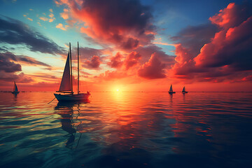 A breathtaking sunset over a calm ocean