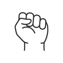 Upward fist gesture, linear icon. Line with editable stroke