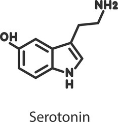 Serotonin hormone. Line with editable stroke