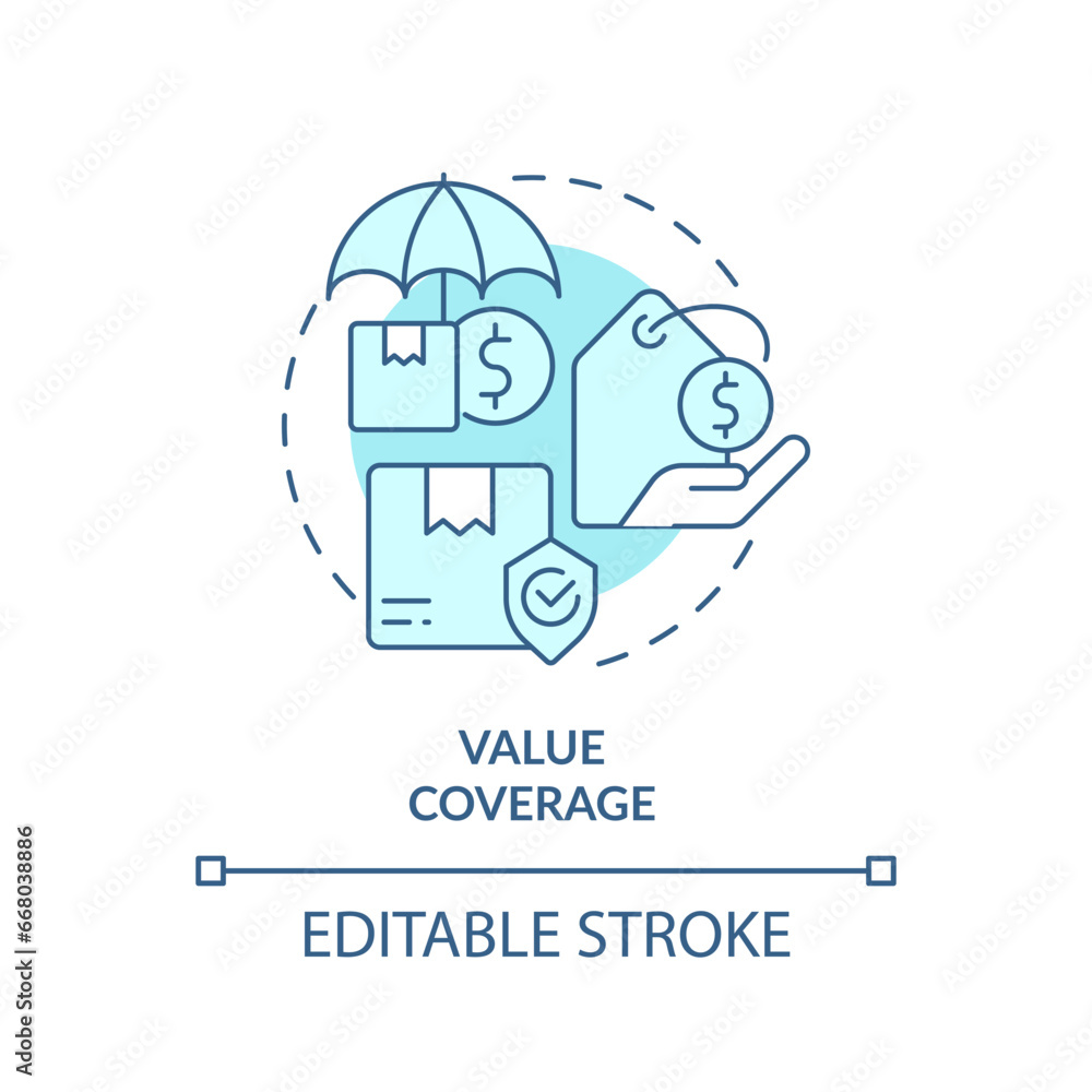 Poster 2d editable value coverage icon representing moving service, monochromatic isolated vector, blue thi