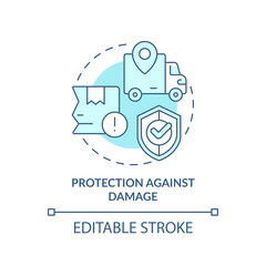 2D editable protection against damage icon representing moving service, monochromatic isolated vector, blue thin line illustration.