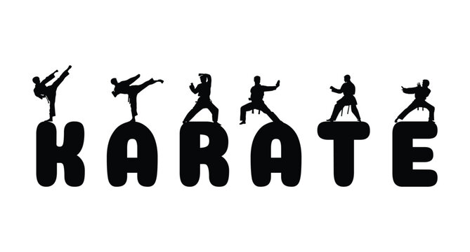 Logo karate silhouette vector. Boxing and competition silhouettes vector image,