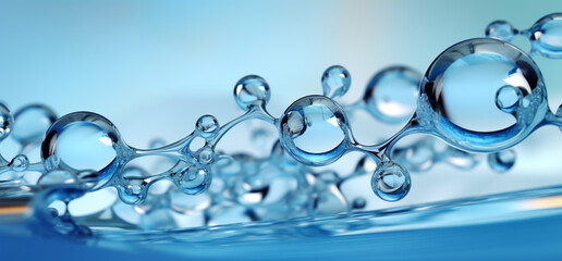 Water drops close-up. 3d rendering, 3d illustration. 3d illustration of abstract background with water droplets and bubbles.