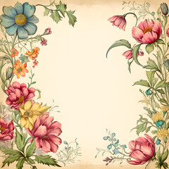 Beautiful vintage vine flower watercolor empty greeting card template  illustration empty background