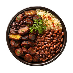 Top View of Traditional Feijoada Isolated on Transparent or White Background, PNG