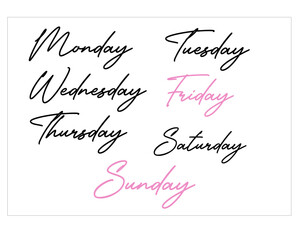 week of day han drawing fonts vector 