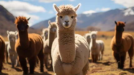 Selbstklebende Fototapeten group of Alpaca © Planetz