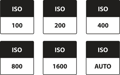 ISO camera icon set. Vector isolated illustration