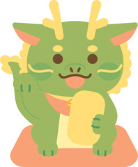 	右手招きの小判を持った辰　年賀素材