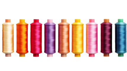 Colorful Sewing Spools on White Background Isolated on Transparent or White Background, PNG - obrazy, fototapety, plakaty