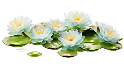 Fototapeta na wymiar Lily pads floating on a pond Isolated on Transparent or White Background, PNG