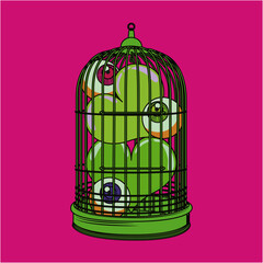 カラフル鳥かご（colorful  birdcage）(ai)