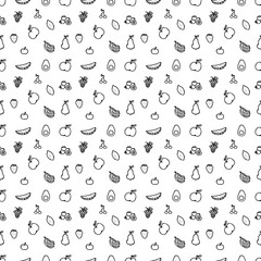 Seamless fruit pattern. doodle background with fruit icons. Fruit background