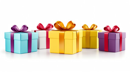 Obraz premium A set of gift boxes, holiday presents isolated on white