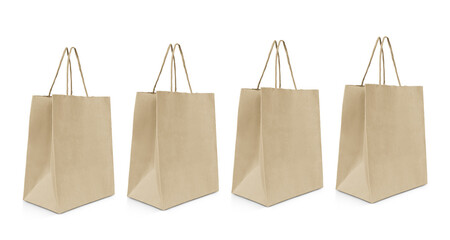 Mockup set of shopping paper bags PNG transparent